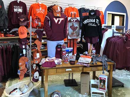 VT shrits hung on the wall