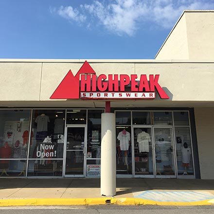 Downtown lynchburg retail storefront with Liberty University clothing