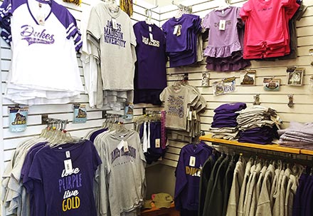James Madison Dukes football clothing display