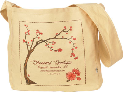 Graphic custom bag with tree and blossoms