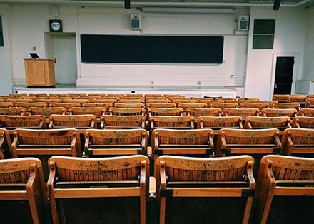 Empty classroom with chalkboard
