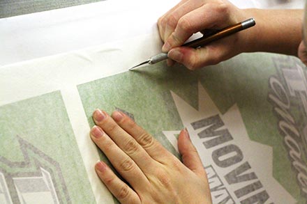 Custom sign being cut out