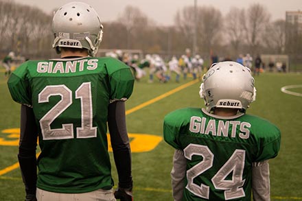 Backs of football jerseys